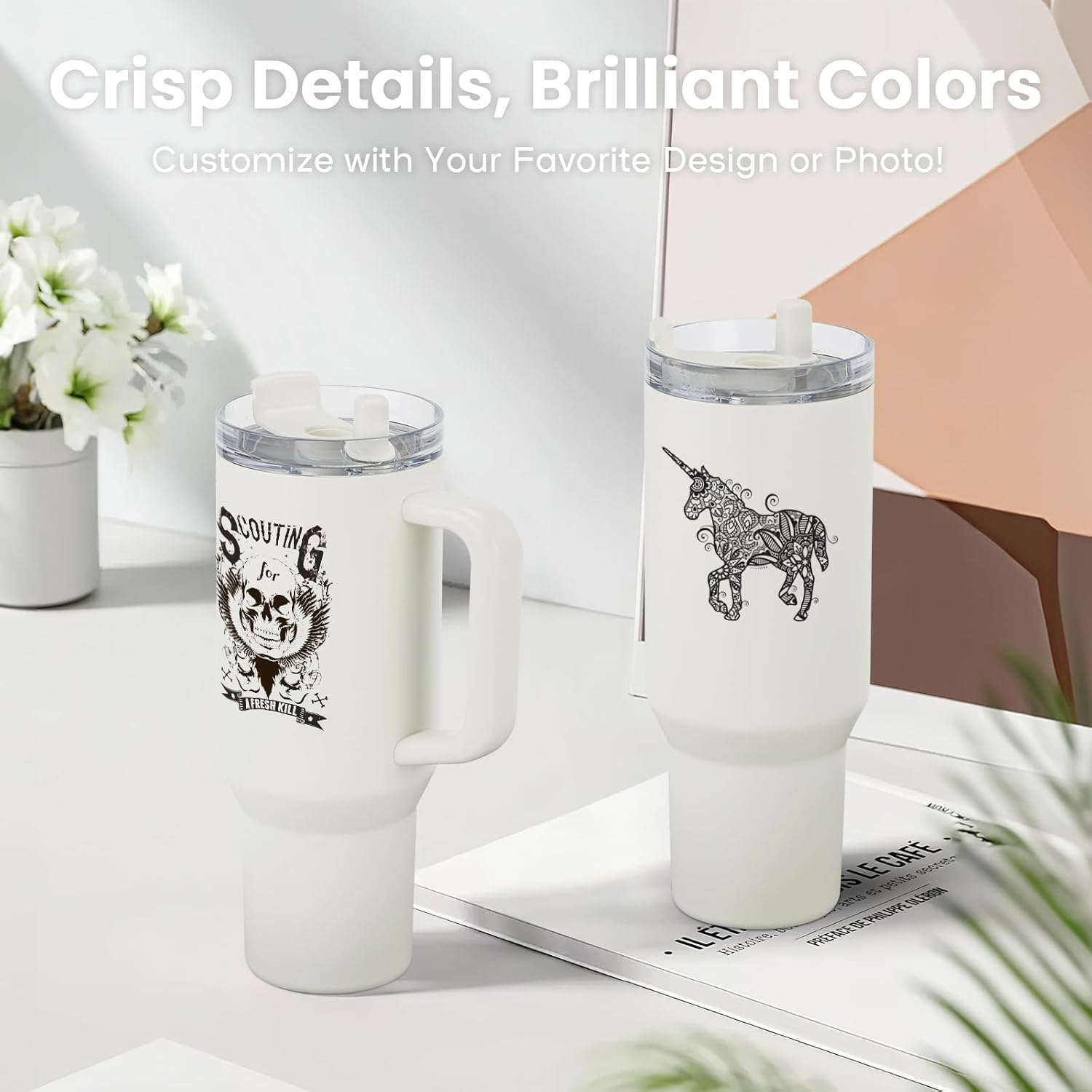 Personalized 40oz Tumbler with Handle and Straw, Custom Stainless Steel Tumbler with Name,Picture,Logo,Insulated Coffee Cup, Personalized Gifts for Women Men, Birthday Christmas Gift (40oz) - Image 2