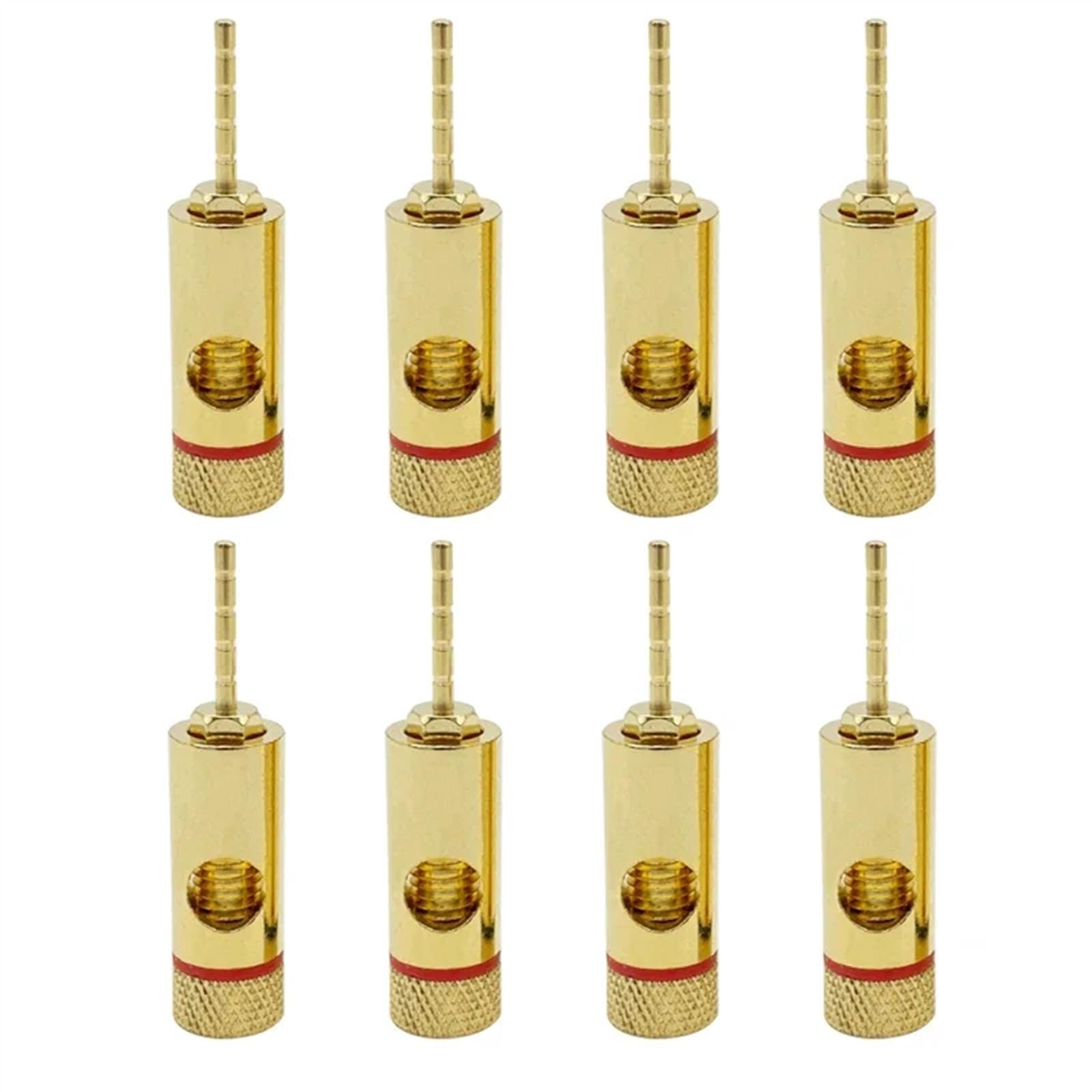 Adaptateur de fiche Banane en cuivre plaqué Or, Broche de 2mm, bornes Banane à Broche Droite, fiches de Haut-Parleur, connecteur de câblage, 8 pièces/4 Paires(8 Red)