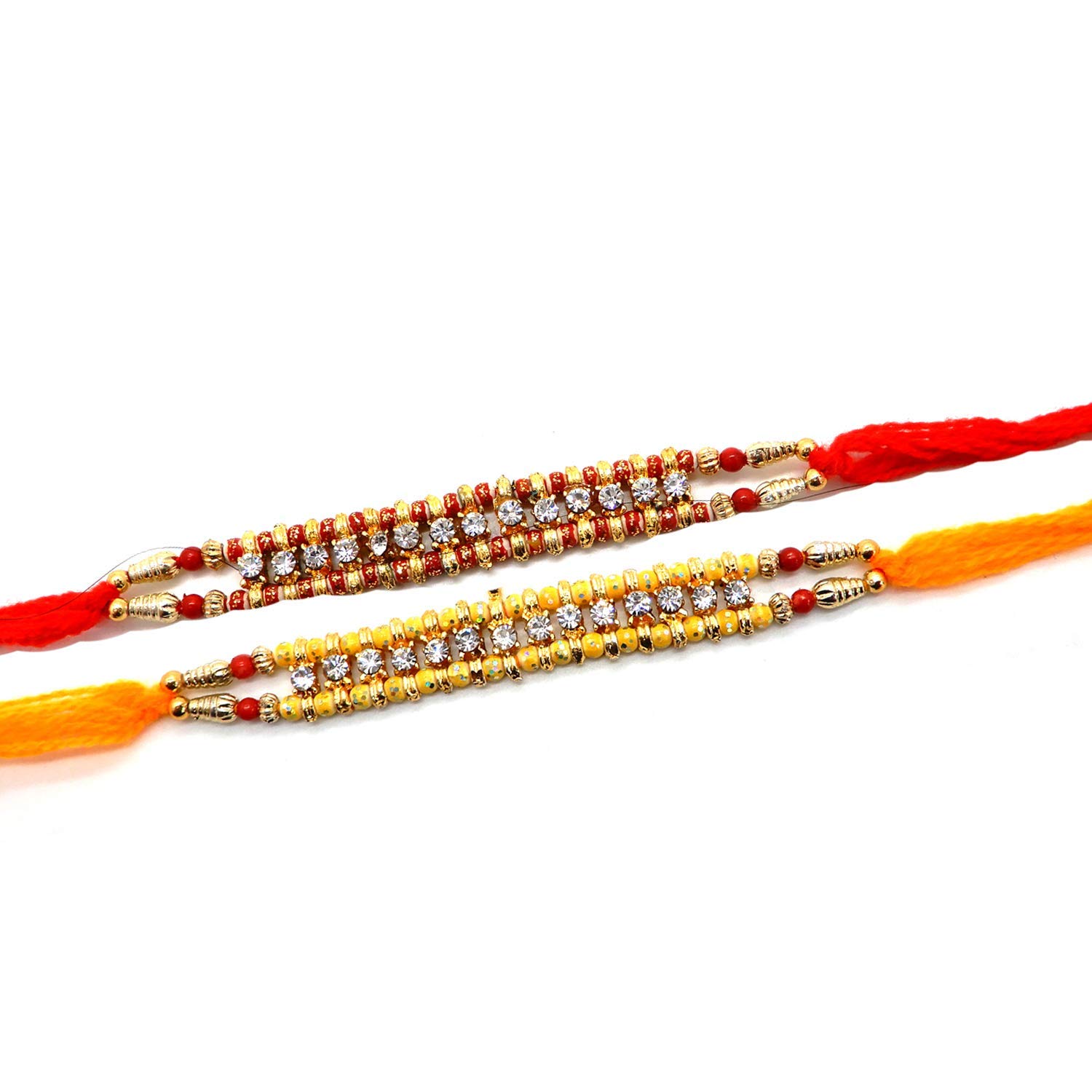 Khandekar (with device of K)14 Stone Rakhi Thread, Rakhi for Brother, Rakhi Bracelet, Bhaiya Bhabhi Rakhi, Raksha Bandhan Rakhee, Pack of 2