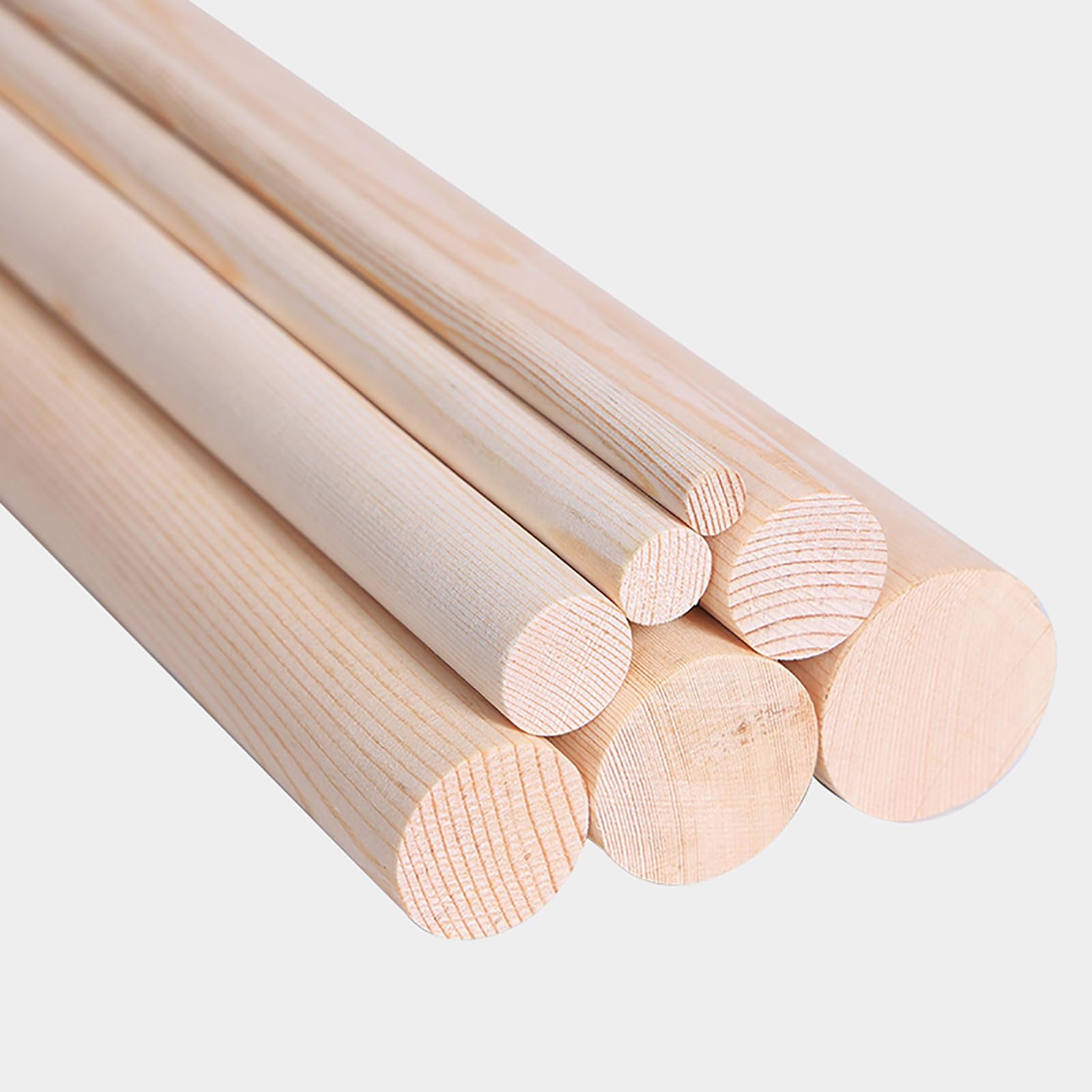 UZAMIRLEX Wooden Stick, Wooden Dowel Rods Pack Of 4 20cm Long 1-2.5cm Diameter Unfinished For DIY Crafts(1.5cm)