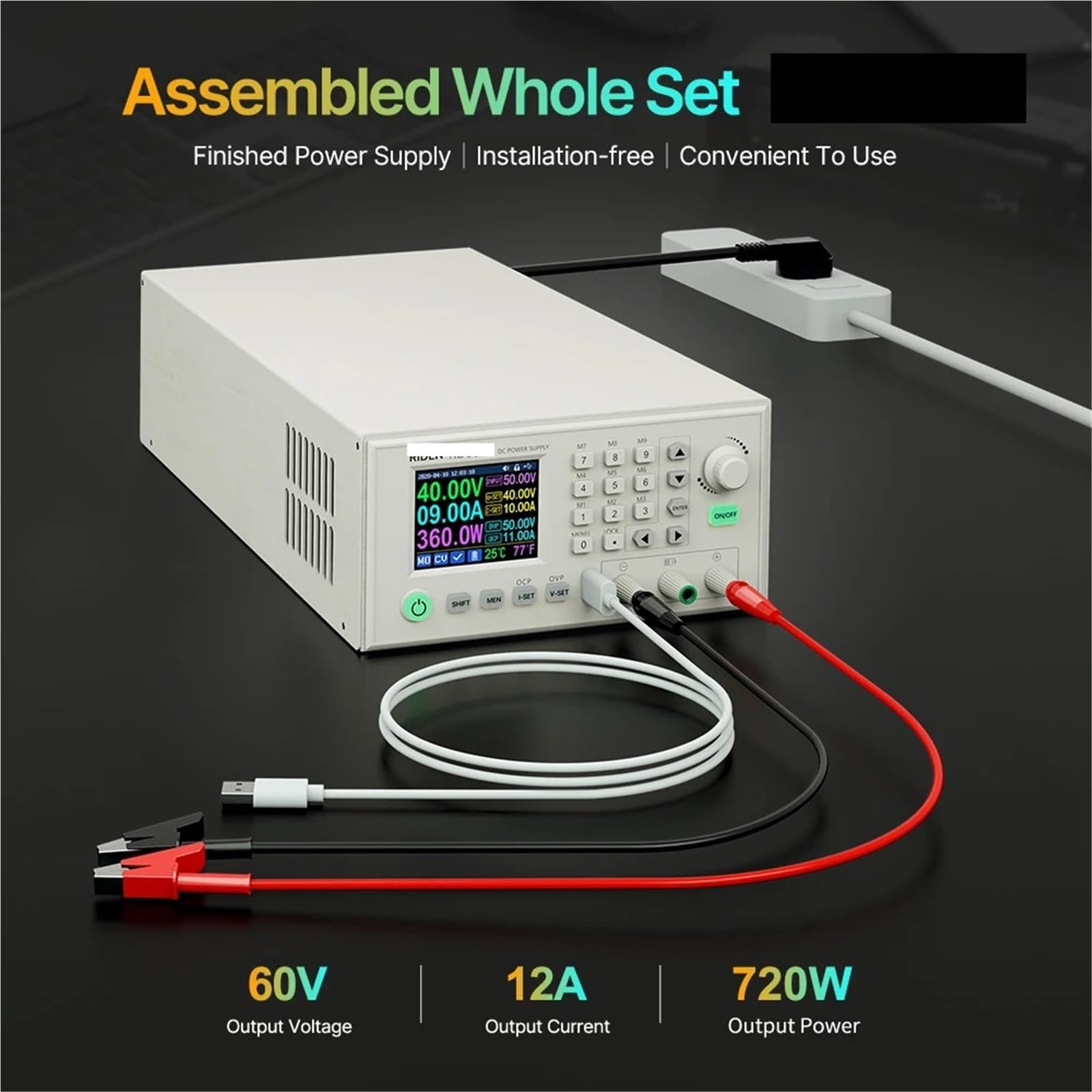 Labornetzteil RD6024 Komplettes Set USB Digital Control AC/DC Einstellbares Tischnetzteil mit Akkuladung(1500w preamp)