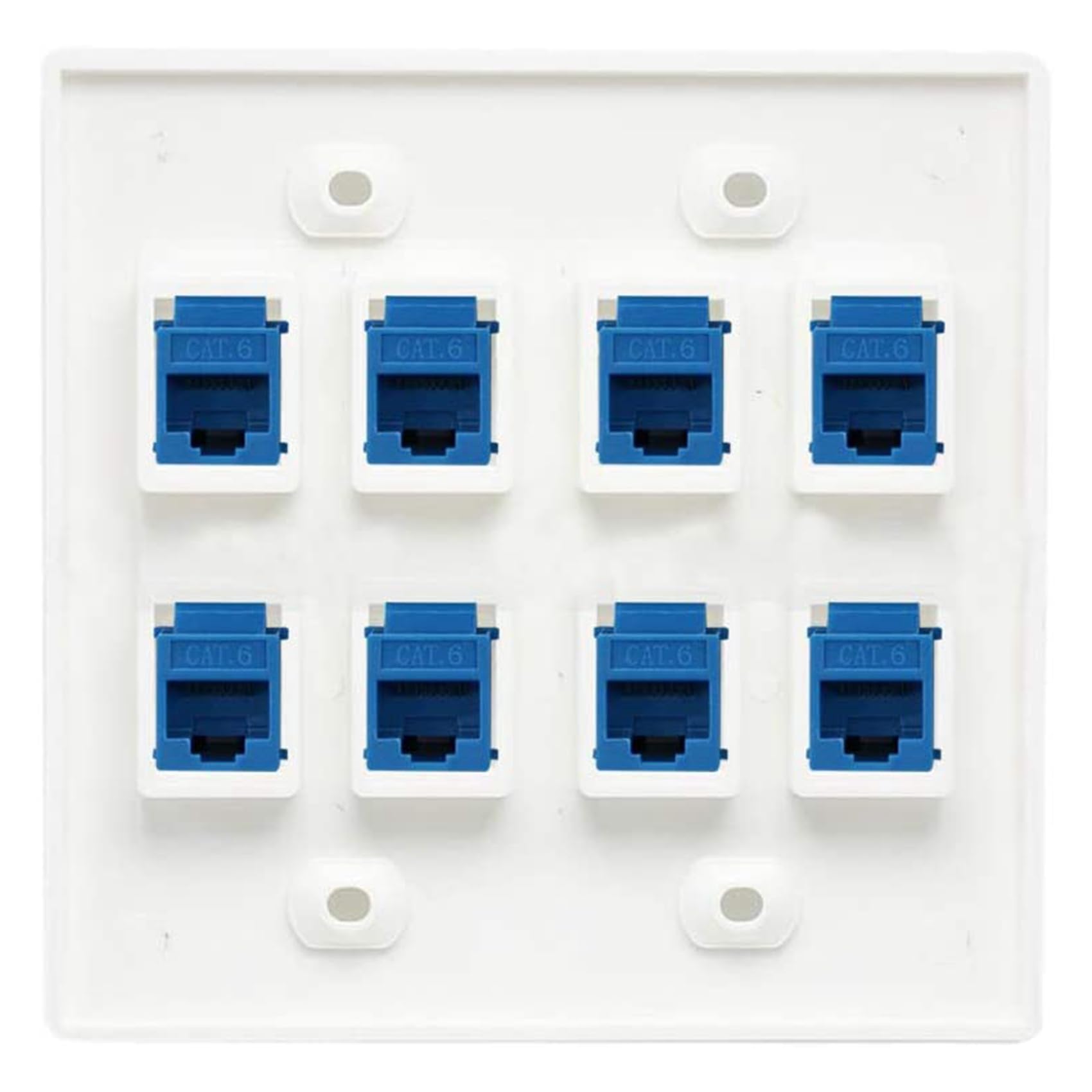 4X Plaque Murale Ethernet 8 Ports - Double Gang Cat6 RJ45 Jack Câble Réseau Façade à - Bleu