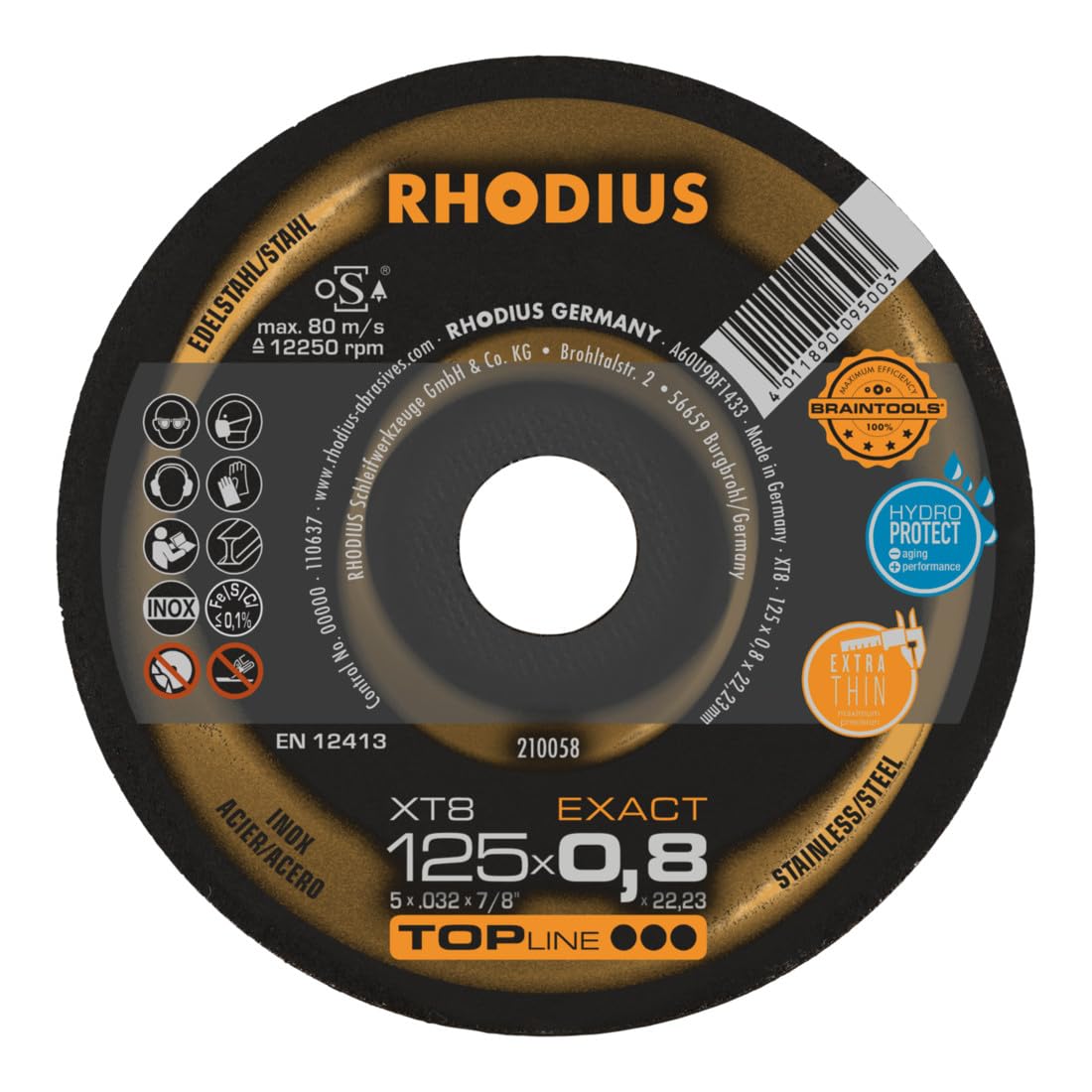 rhodius Extra dünne Trennscheibe XT8 Exact 210058-125x0,8x22,23mm