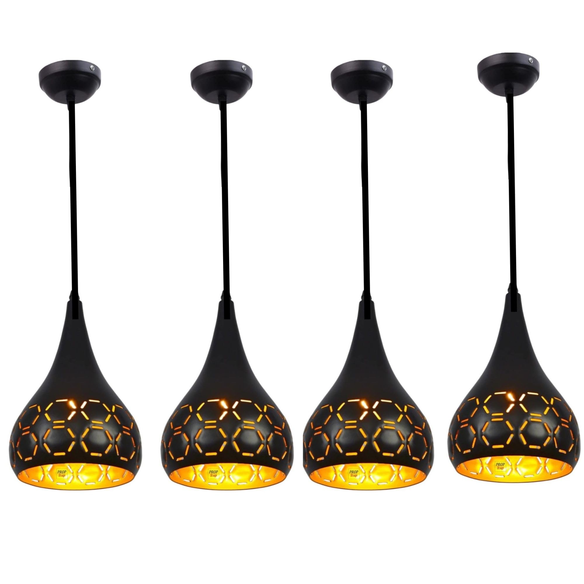 GreyWings Black Aluminium Hanging Light for Home | Designer Pendant Light with E27 Holder | Modern Ceiling Hanging Lamp for (Bulb is not Included) Small Pack of 4-image-22