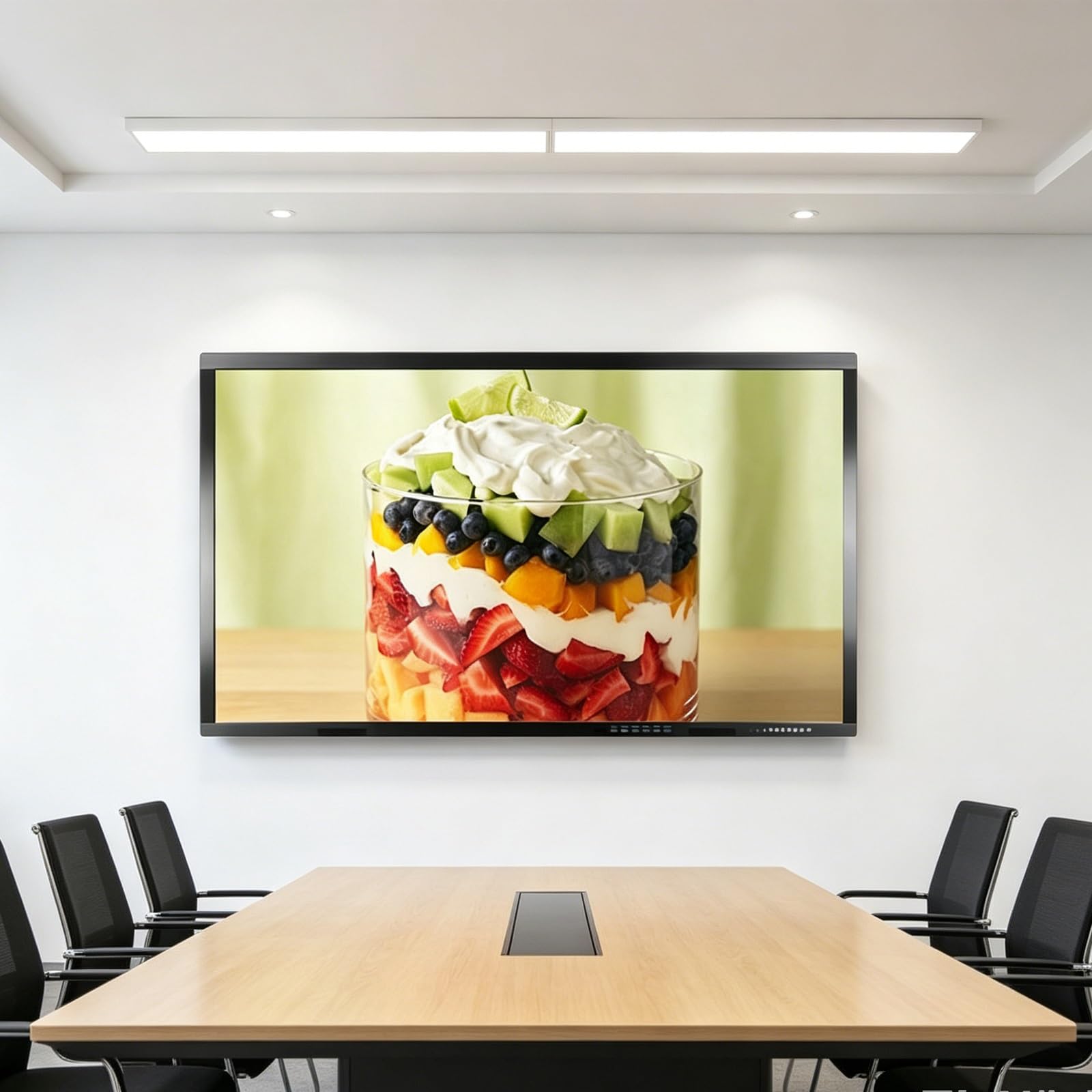 Pantalla táctil inteligente para reuniones empresariales Modo de doble sistemas Panel IPS 4K recubierto con capa superficial mate antirreflejo para Aulas Oficina(1260 * 770mm/49.6 * 30.31in)