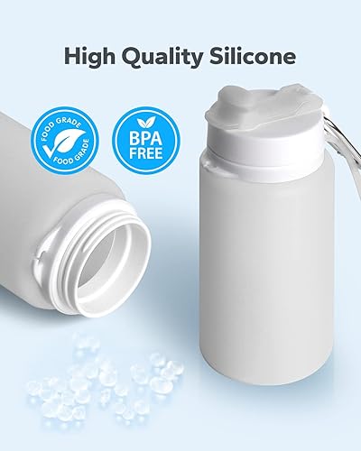 Miniatura 2 de MCOMCE Botellas de agua plegables, botellas de agua plegables para viajes y botella de agua plegable con clip para mochila, botella de agua portátil