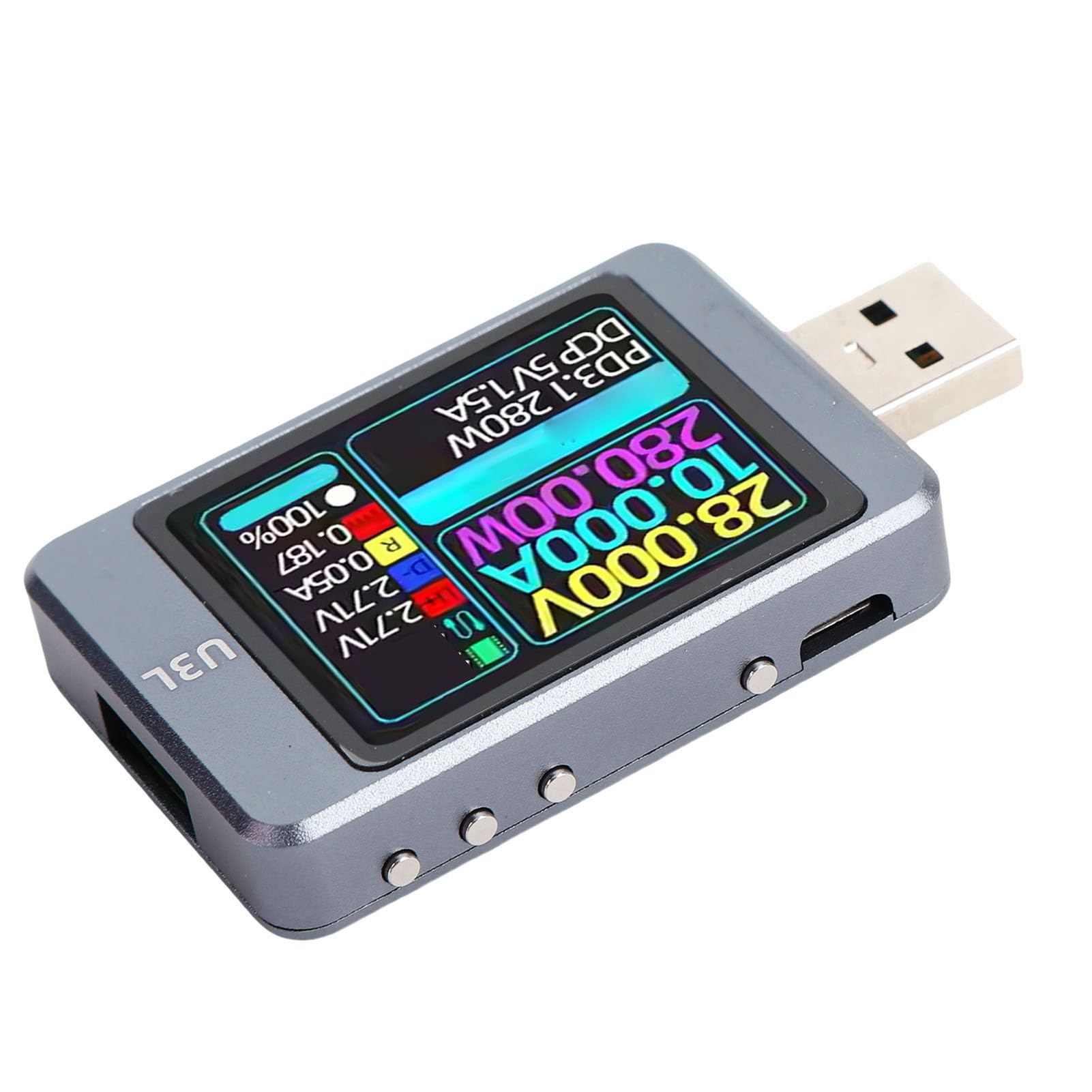 Ausla Miernik Mocy Testera USB, Multimetr USB z Wykrywaniem Protokołu Szybkiego ładowania, Potężny Procesor, Wykrywanie Informacji o Kablach Danych, Obudowa ze Stopu Aluminium, dla Napięcia Prądu