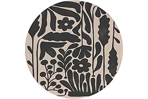Abstract Boho Botanical Leaf Neutral Black Beige Art Mouse Pad 8.7 x...
