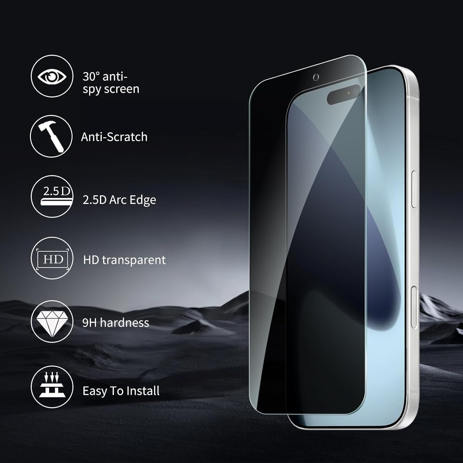 OpenTech® Privacy Military-Grade Tempered Glass Screen Protector for iPhone 17 Pro Max with Edge to Edge Coverage - Anti Spy, Case Friendly and Bubble free installation kit (6.9 Inches) — Amazon image 3