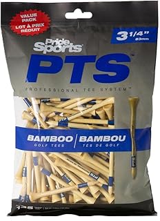 PrideSports PTS Bamboo Golf Tees | 135 Count, 3-1/4 Inch Bamboo | #1 Tee Brand on Tour | Best for Drivers & Woods