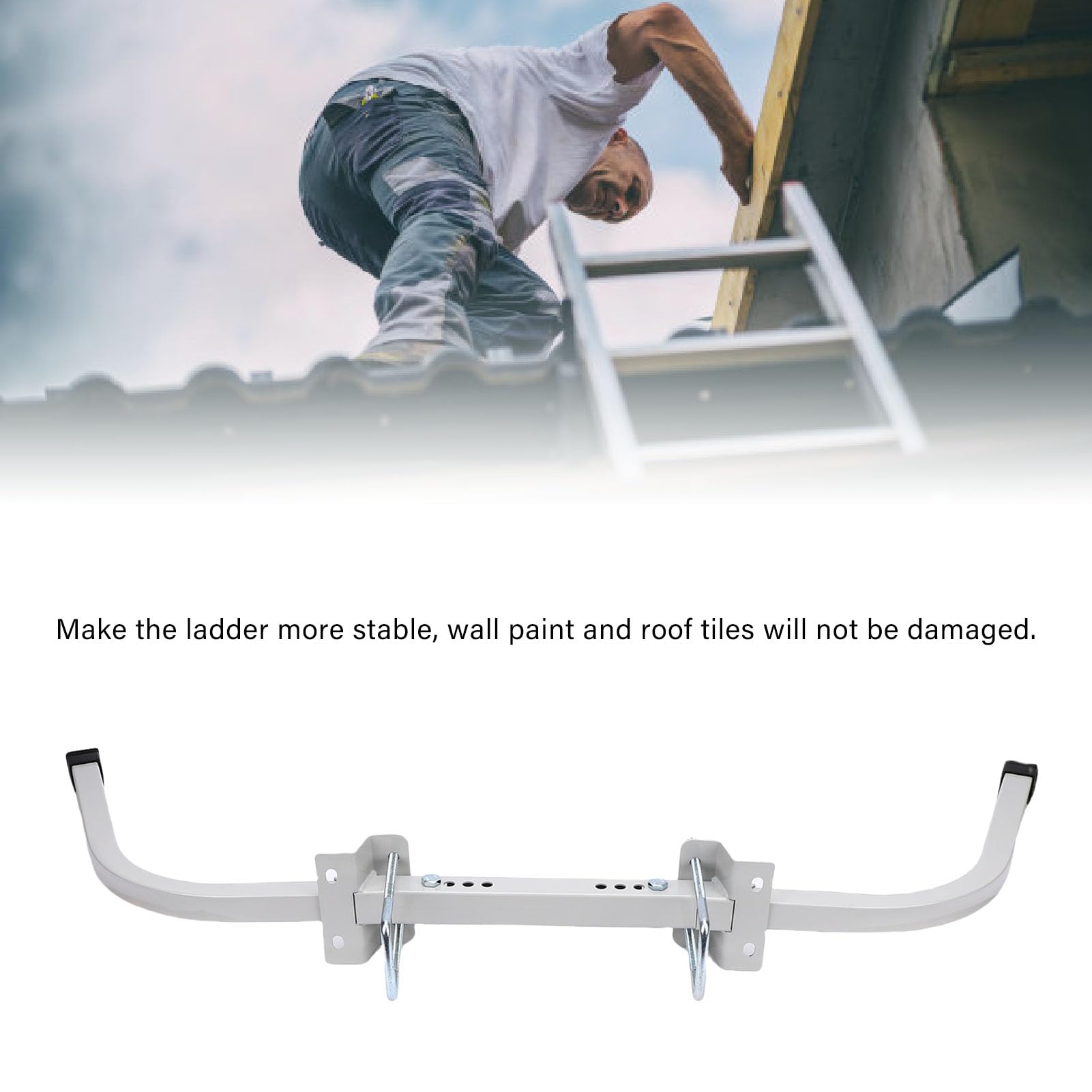 Fabater Stabilizator Drabiny Przedłużającej, Hak Dachowy ze Stali Nierdzewnej, Stabilizator Drabiny, Bezpieczne i Stabilne Ramiona Dystansowe Drabinys do Rynny Dachowej