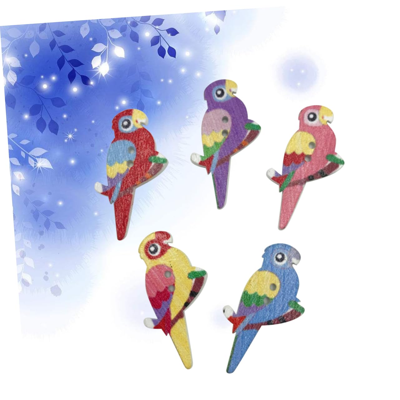 STOBOK 50pcs Fashion Wood Buttons Bird Buttons Wooden Scrapbook Place Value Dice Scrapbooking Button Bird Wooden Animal for Crafts Jeans Parrot Bamboo - Image 4