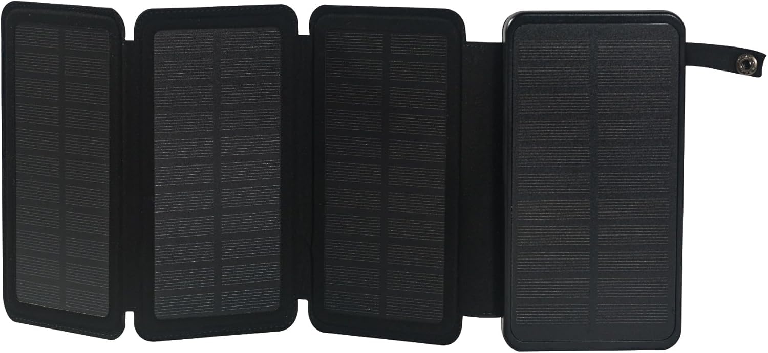 Cargador solar de 20000 mAh, batería externa portátil USB C para exteriores con 4 paneles solares, nueva batería externa de carga rápida de 3 A con 2 salidas USB compatible con smartphones, tabletas