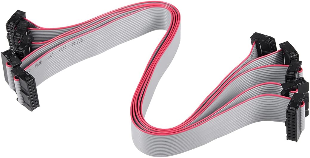 uxcell IDC 16 Pins Connector Flat Ribbon Cable Female Connector Length 30cm 2.54mm Pitch,5pcs