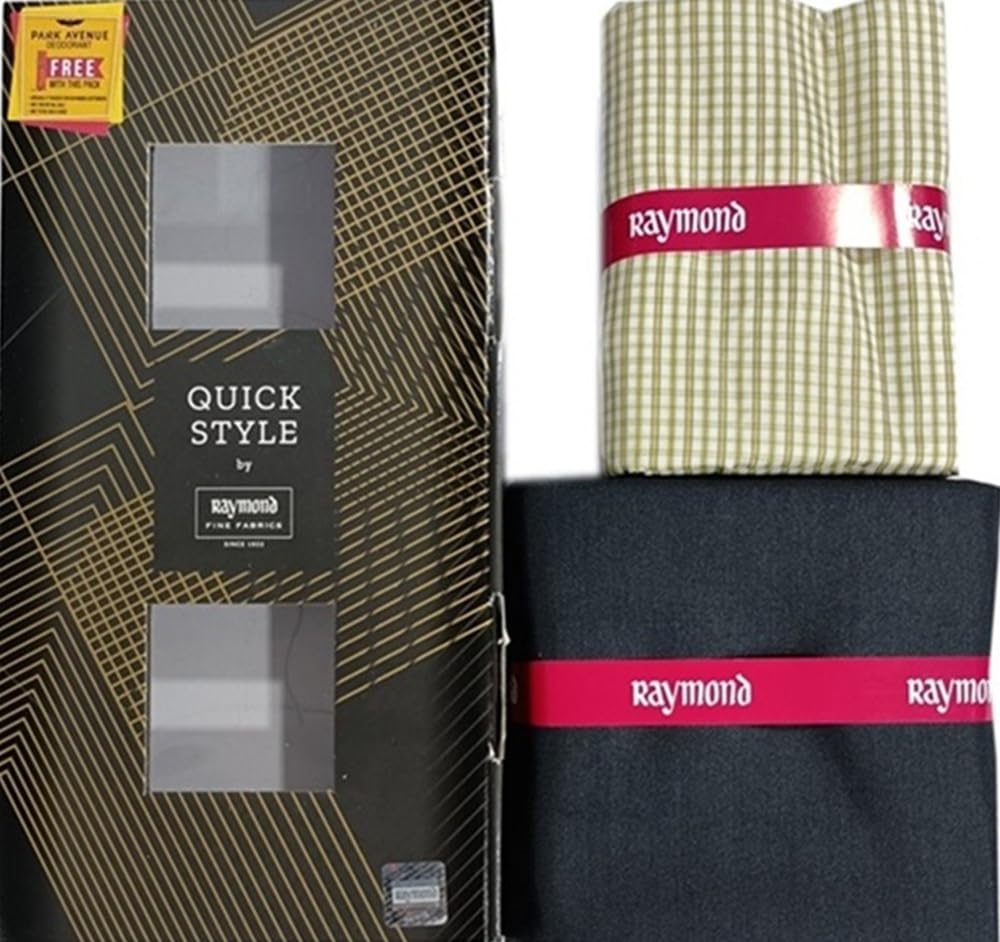 raymond fabrics Raymond Quick Style Premium Shirt & Trouser Fabric Combo With Gift box – Classic Checks Shirt with Solid Trouser (Light-picture-20