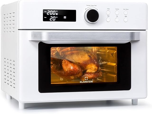 Klarstein Prime Air Hot Air Fryer XXL, Airfryer with 1500W, 23l Hot Air Fryer, Timer, 8 Programmes, White