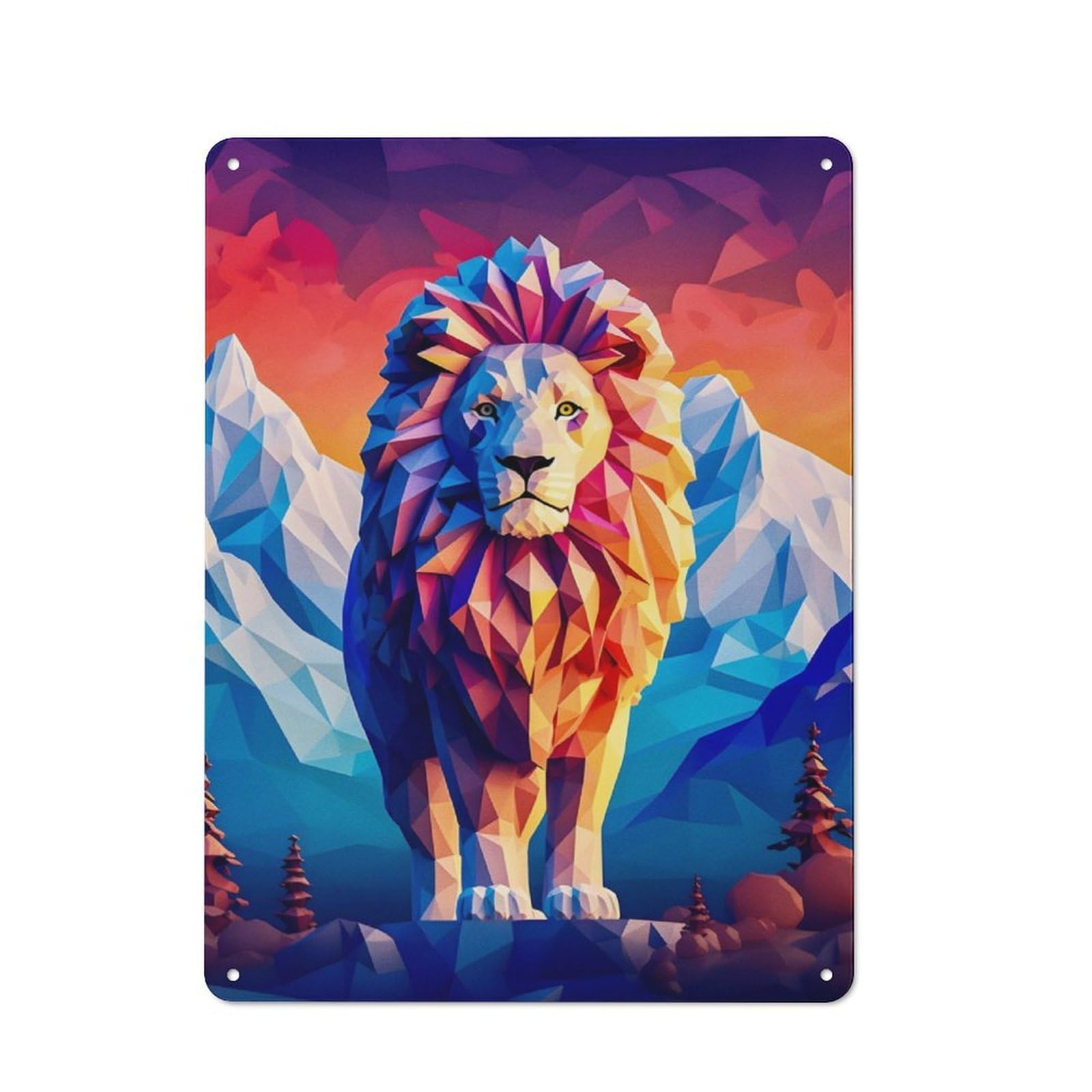 Junmoney Amazing Lion Art Printed Metal Sign 40X30cm For Lounge Or Reading Corner, A Winter Wall Decor Update For Reading Corner Decorators