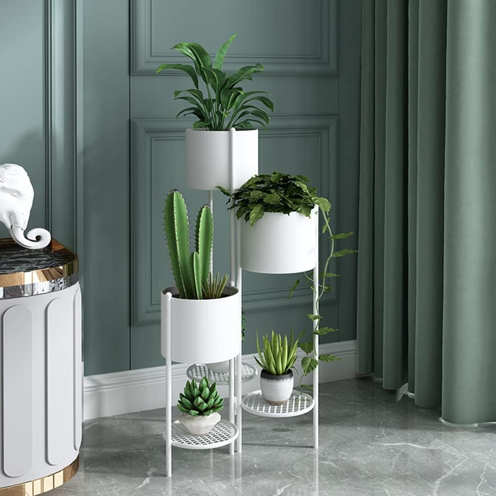Plantation Material Simple and Stylish mid-Century Modern Plant Stand. It is Very Suitable for Most Home Decoration and Furniture (White)