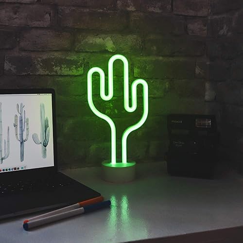 Miniatura 4 de Isaac Jacobs Lámpara de mesa LED verde neón de 11.5 x 5.75 pulgadas, base blanca, luz nocturna, para mesita de noche, decoración de dormitorio y