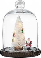 MyGift 9-Inch Clear Glass Cloche Bell Jar Display Dome with Rustic Brown Wood Base & Top Handle