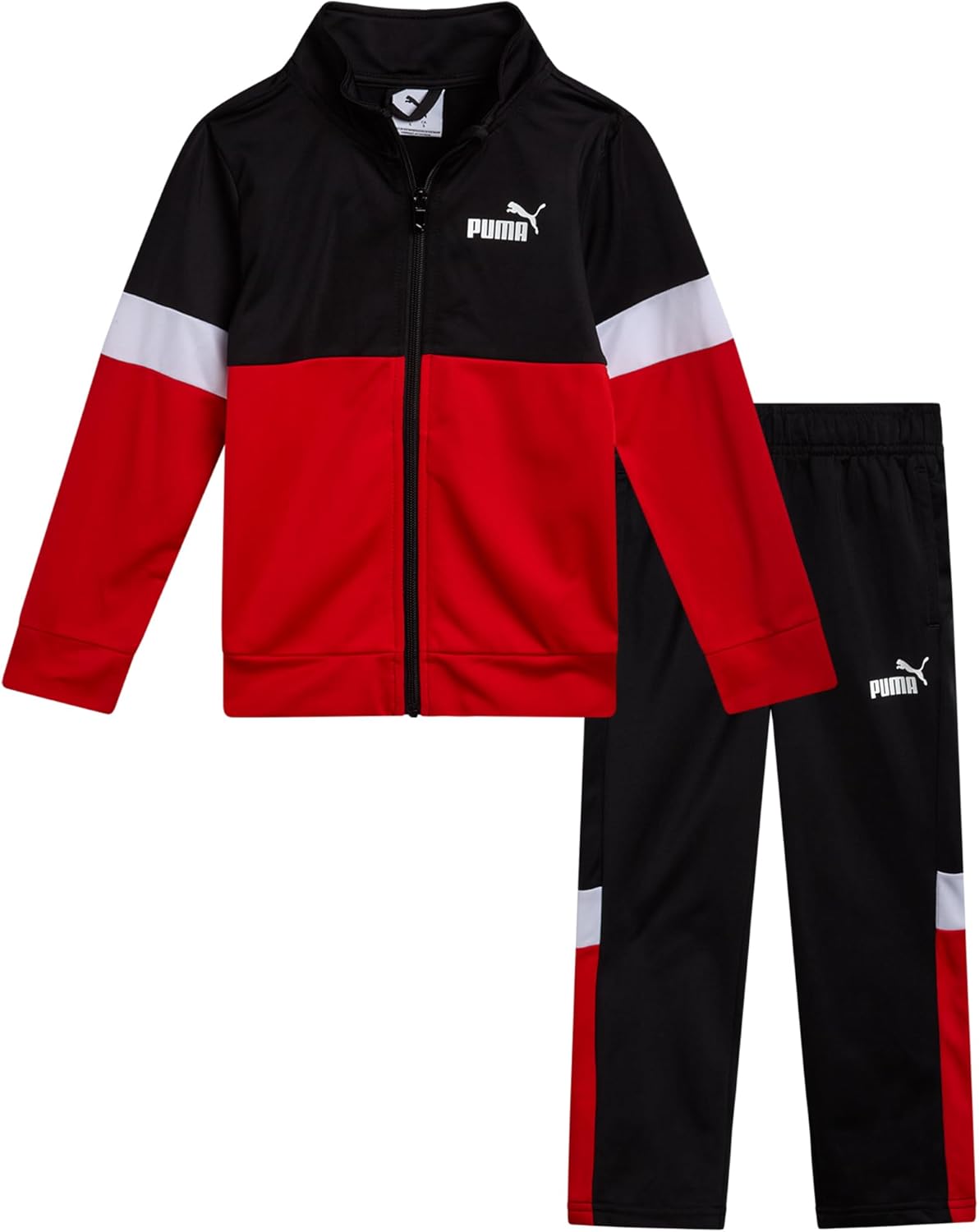 PUMA Boys Pants Set - 2 Piece Lightweight Tricot Zip Up Toddler Boys Sweatshirts and Kids Sweatpants Clothing Set