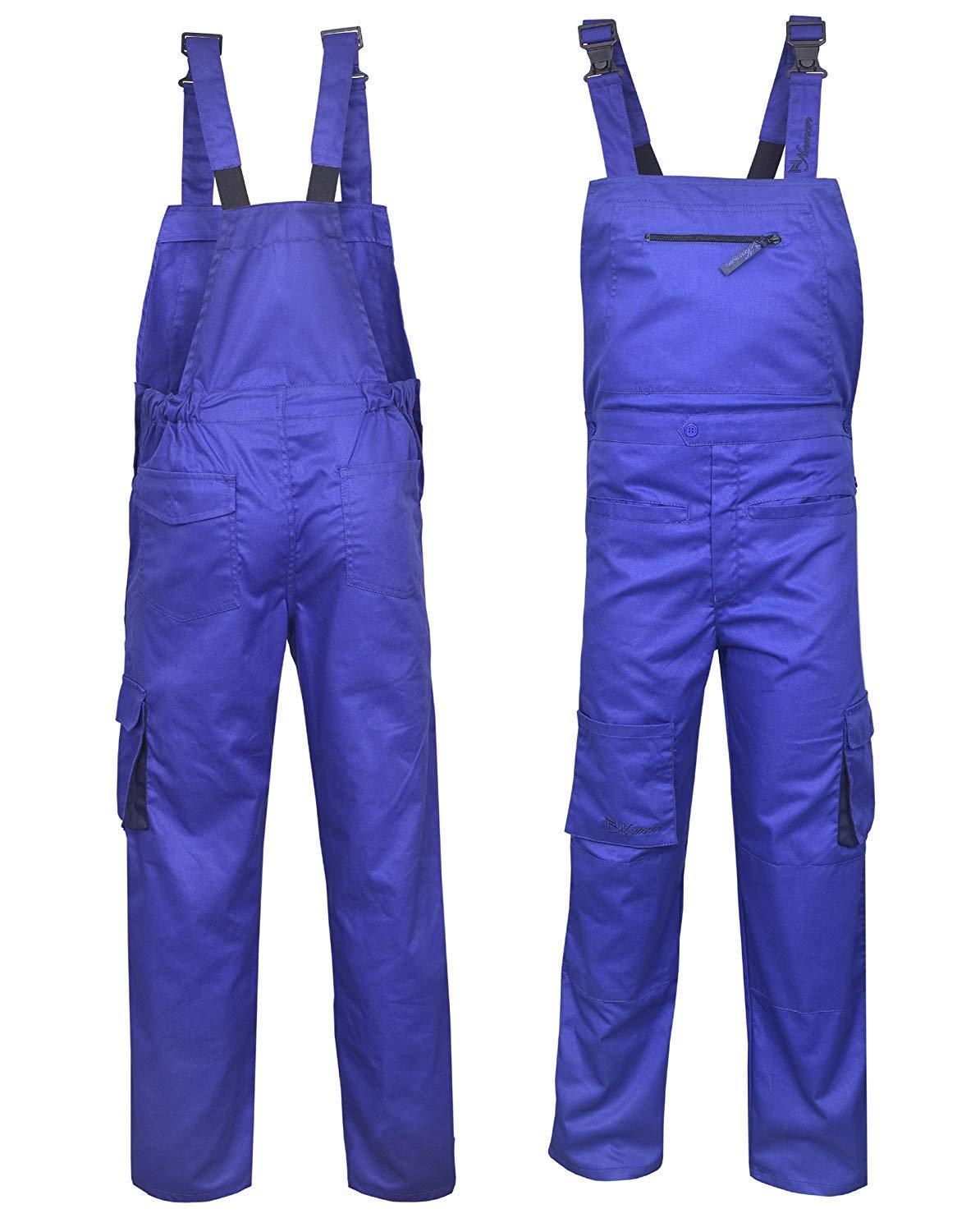 NORMAN Royal Blue Bib and Brace Overalls Heavy Duty Work Trousers Dungaress Pockets (3XL)