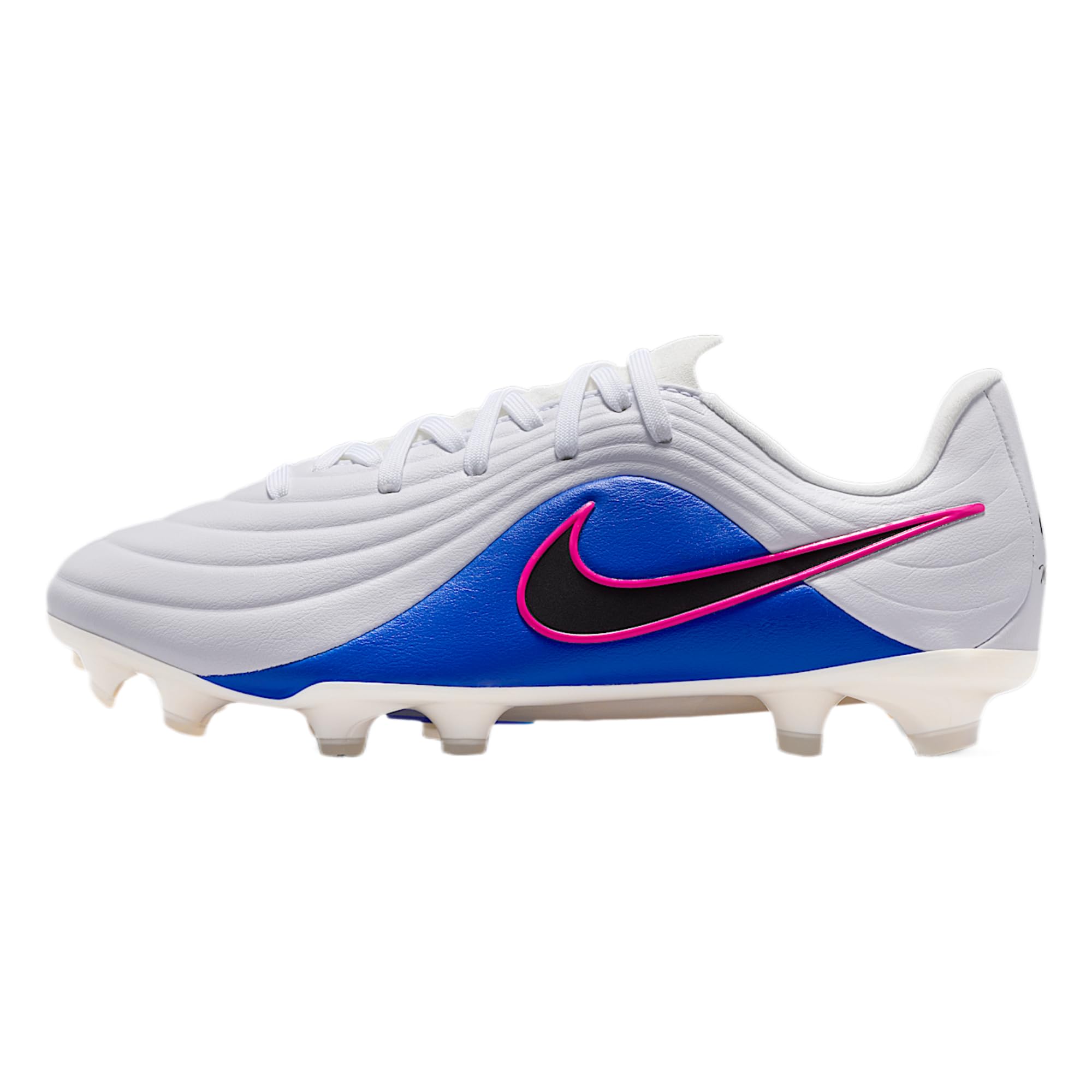 Nike Kids Jr Tiempo Maestro Academy FG/MG Football Shoes, White/Black/Racer Blue/Pink Bl, 1.5