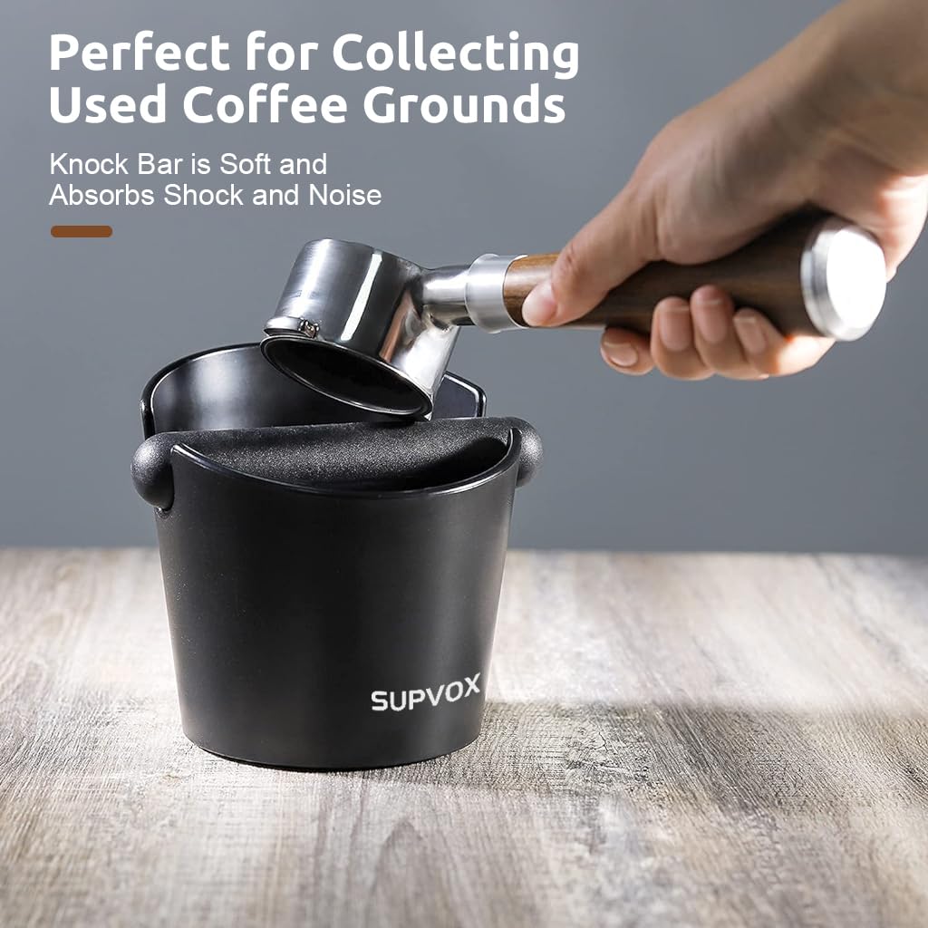 Supvox® Espresso Knock Box Coffee Grounds Collection Box Coffee Grounds Coffee Knock Box Coffee Grounds Knock Box with Knocking Bar Espresso Knock Box Espresso Machine Accessories 4