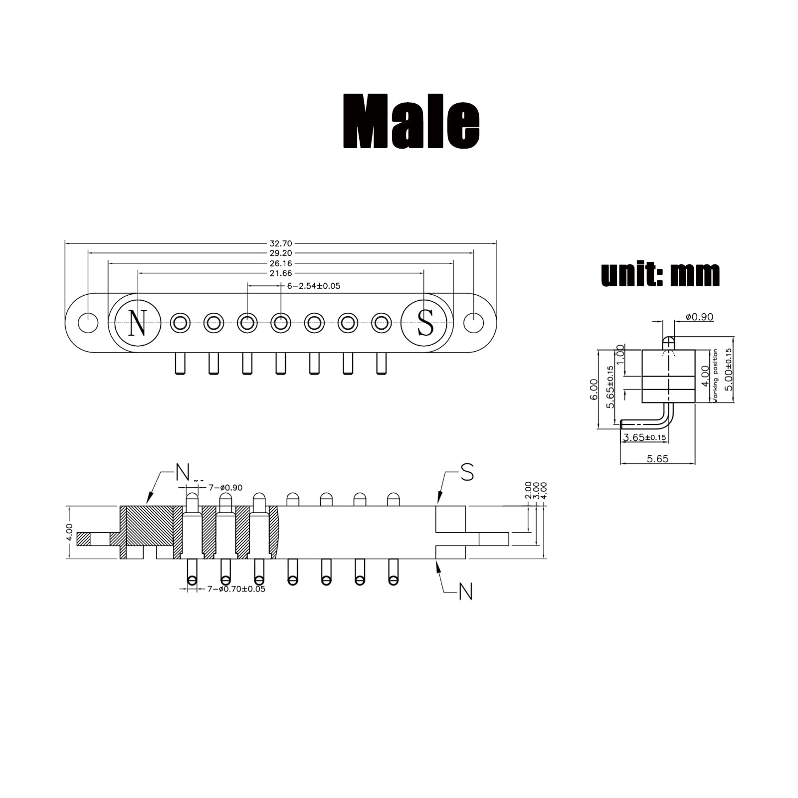 5pin Spring Loaded Debug Connector Spring Loaded Magnetic Connectors 5pin 2.54mm Magnetic Pogo Pin ...