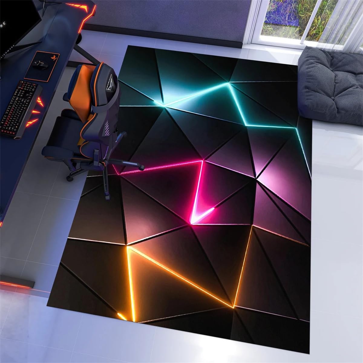 Tappeto Camera Ragazzo 3D Gaming Tappeti Per Bambini Adolescenti Ragazzo Ragazze Ragazzi Tappeti Camera Da Letto Soggiorno Gaming Gamer Mat Rug Salotto Bagno Cucina Moderni (Colour 1,160x200 cm)
