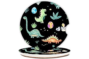 Car Coasters Pack of 2, Dinosaur Coasters for Car, Cute Graffiti Ceramic Cup Holders