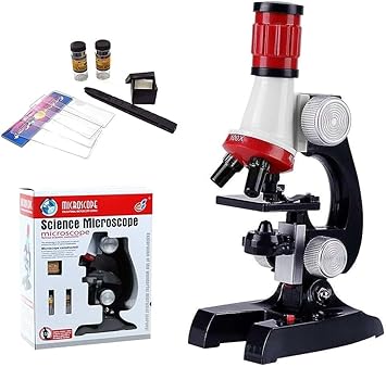 Quasar Science Microscope Kits with Slides Educational in Beginner Kit with LED Zooming 100X 400X and 1200X Students Educational Learning Magnification for Kids Only Toy Purpose Uses Not Real