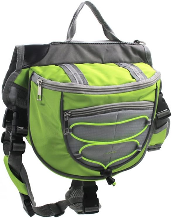 Dog Backpack Adjustable Bag For Dogs Outdoor Travel Hiking Camping Training Carriers Portable Breathable Saddle Bag (Green Small)