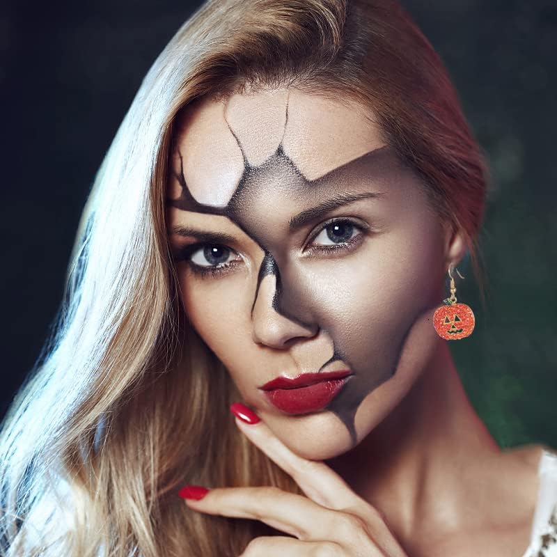 Red Crystal Pumpkin Dangle Earrings - Black Cat & Red Pumpkin Drop Earrings for Women - Thanksgiving & Halloween Jewelry Accessories - Image 6