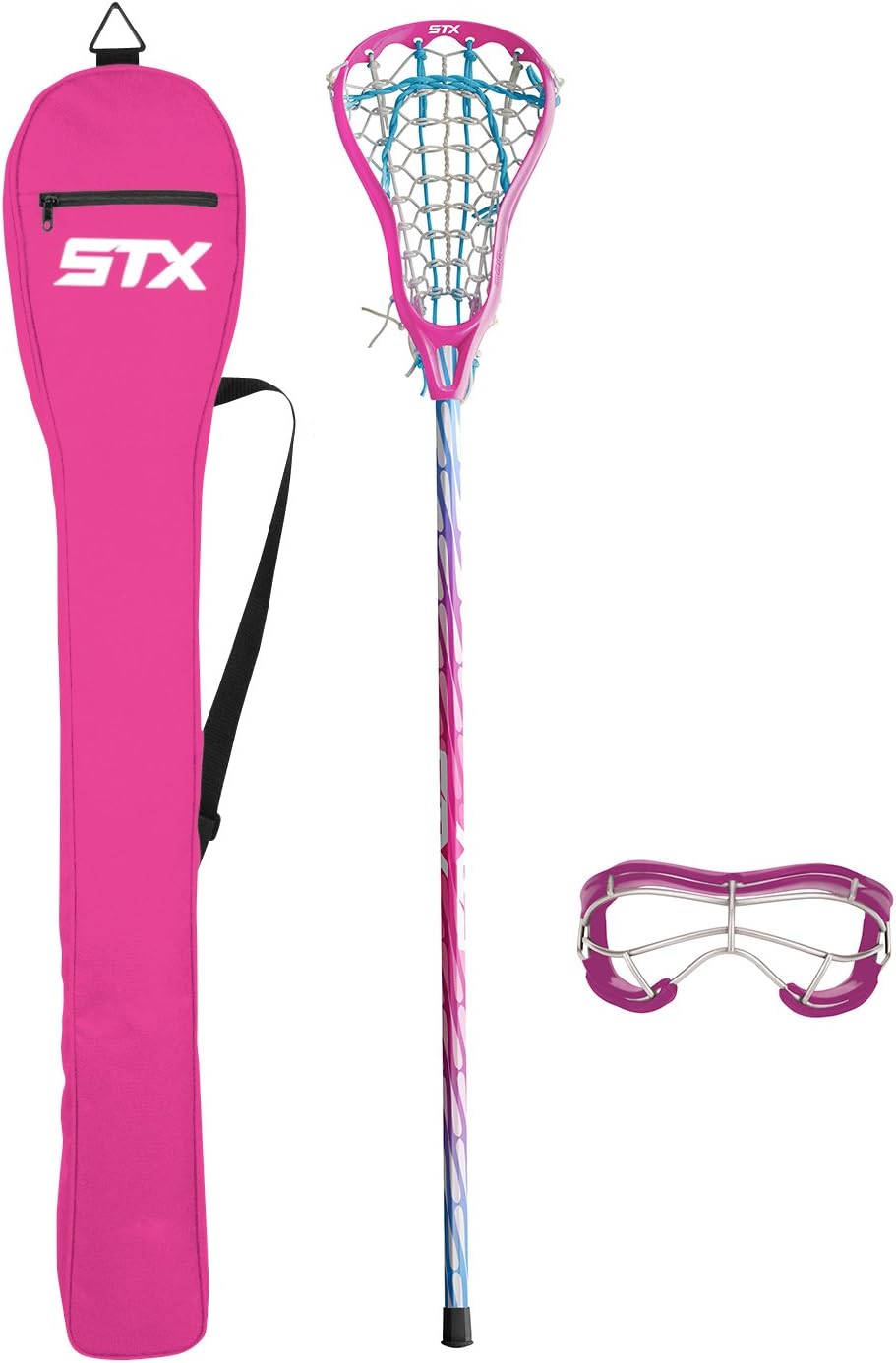 STX Lacrosse Exult 100 Starter Pack with Punch Pink Exult 100 Complete Stick with