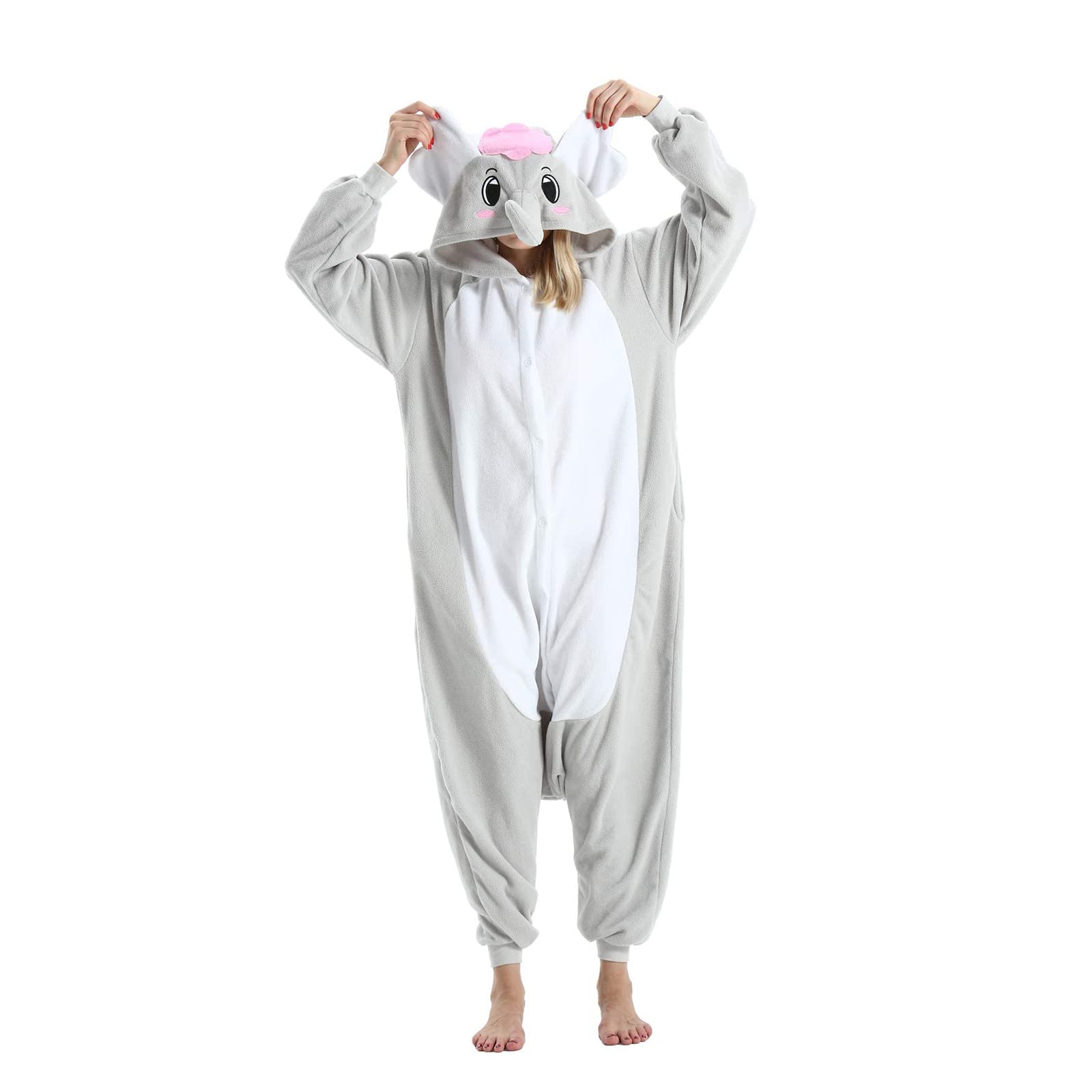 Hstyle Unisexe Adulte Onesie Anime Kigurumi Costume Cosplay Animaux Pyjama À Capuche Vêtements De Nuit