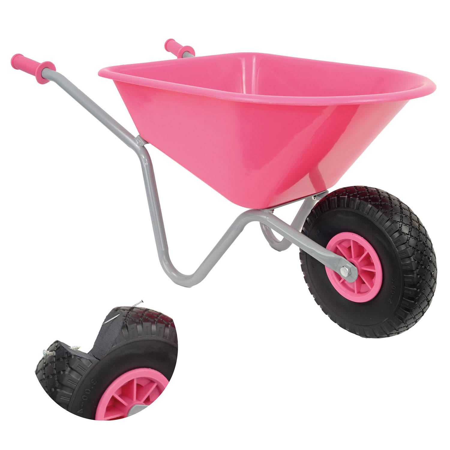 Matrix Kinderschubkarre hohe Qualität 40kg Schubkarre Kinder rosa pink Garten Vollgummirad | Kinder ab 3 | belastbar bis 40kg | leicht, sicher & stabil | einteiliger Rahmen | 20l Mulde