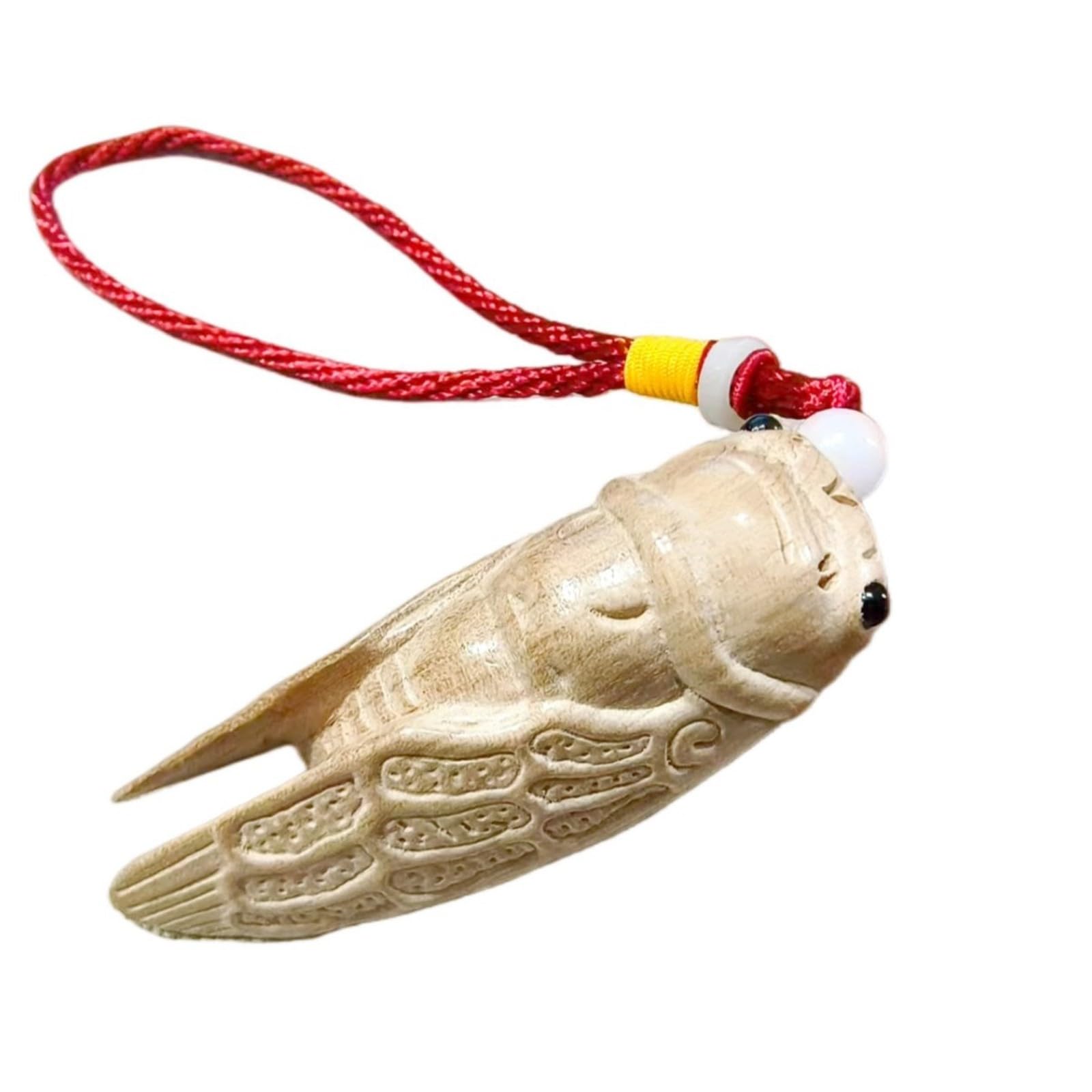 NBKLSWSUI Wood Cicada Statue For Living Room Decor Handmade Vintage Wood Sculpture Ornament Bedroom Office Feng Shui Accent