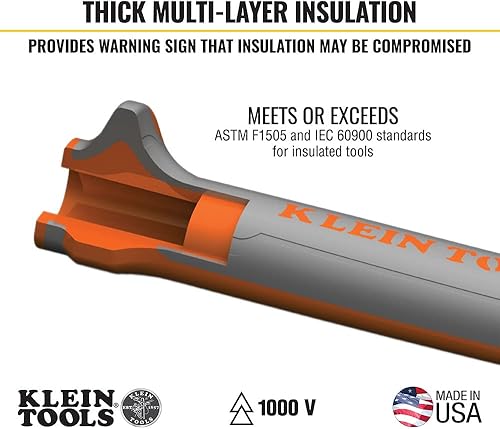 Miniatura 3 de Klein Tools 9418R - Juego de herramientas aisladas de 1000 V con cortador lateral, cortador diagonal, alicates de punta larga, 2 destornilladores y
