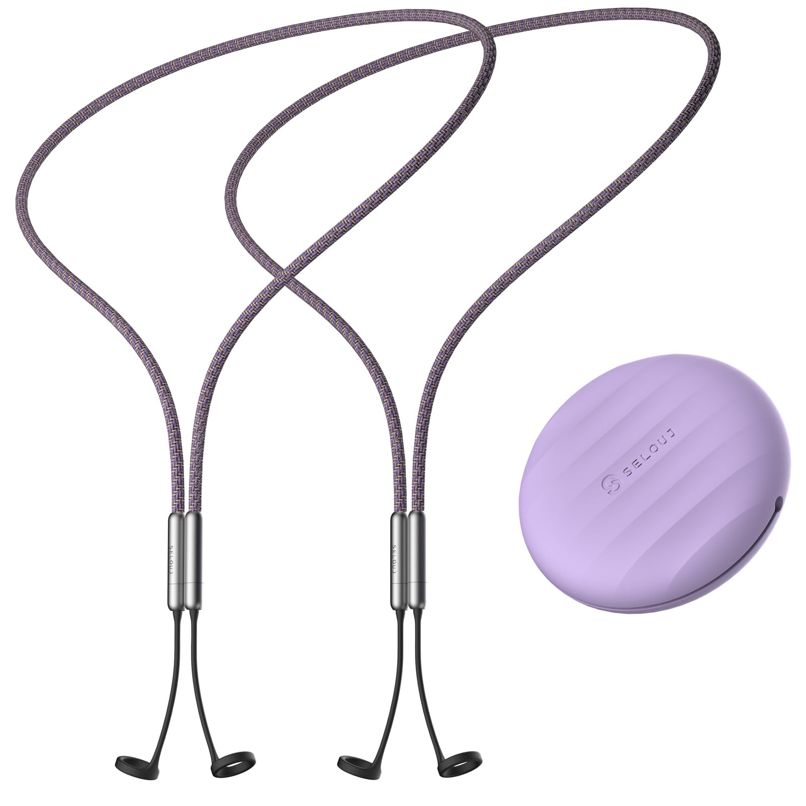 Photo 1 of Earplug Lanyard with Magnetic Safety Cord – 2 Pack Silicone Anti-Loss Strap with Case | Tug-Resistant, Quick Access, Easy to Install | Compatible with Earplugs, Earbuds, Earphones, Violet