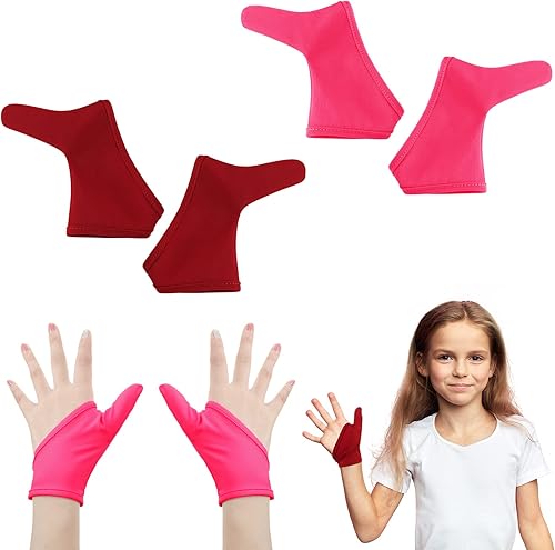 Jiuguva 4 guantes de protección para chupar el pulgar para niños, guantes de compresión masticables transpirables para morderse las uñas, para dejar
