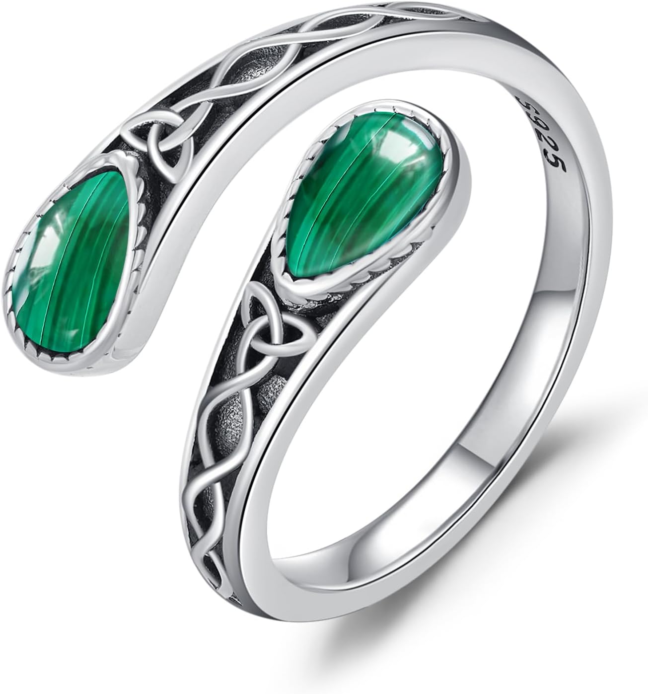 925 Sterling Silver Rings for Women Moss Agate/Turquoise/Moonstone/Amber/Malachite Rings Gift for Christmas Mother's Day Valentine's Day