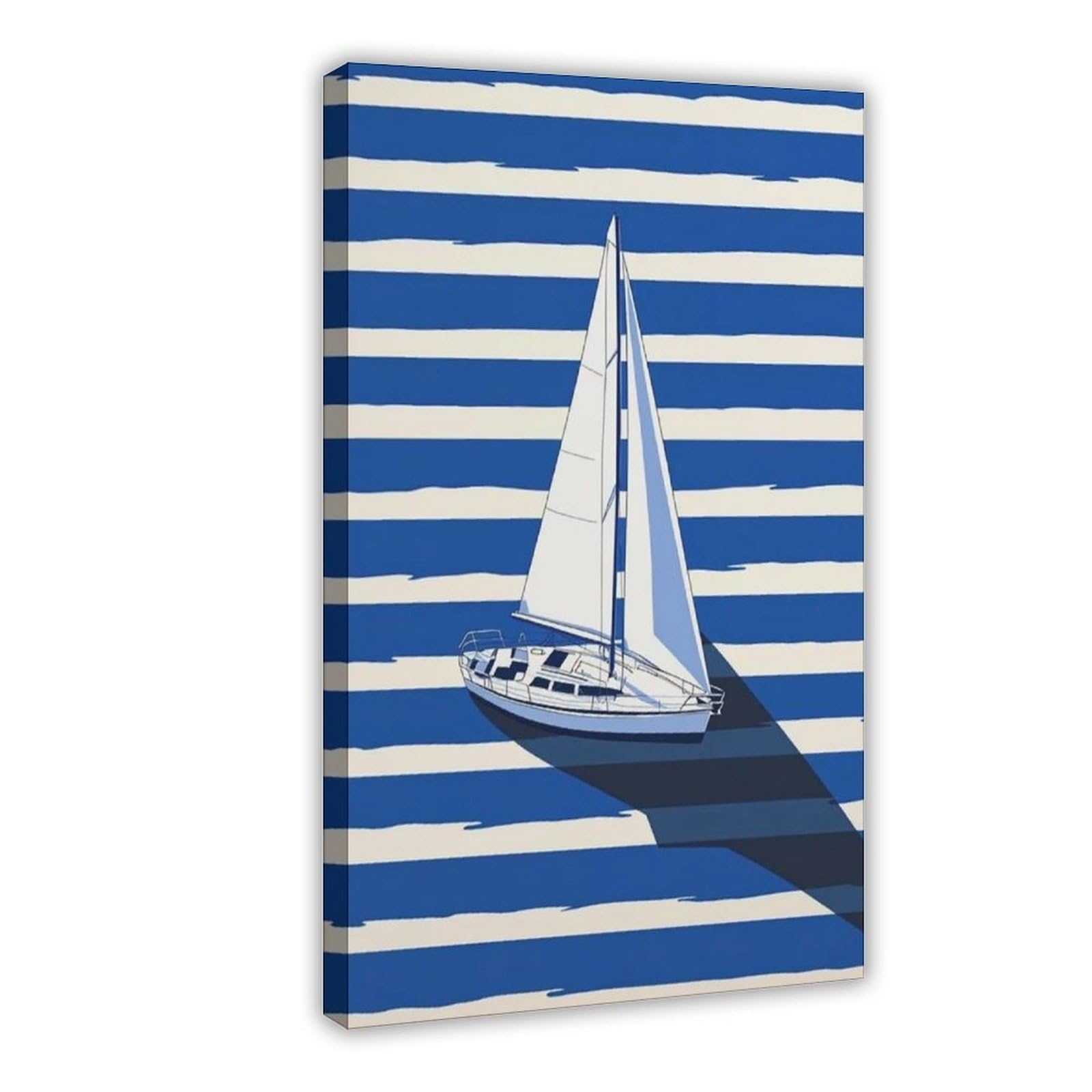 Minimalistisches nautisches Segelboot, Segelboot, blauer Ozean, Dekoration, Leinwandposter, Wandkunst, Druck, Bild, Gemälde für Wohnzimmer, Schlafzimmer, Dekoration, 50,8 x 76,2 cm (L x B)