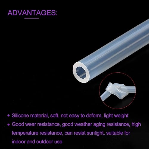Miniatura 5 de DMiotech 0.354 in ID 0.433 in OD 10 pies tubo de silicona transparente tubo industrial de silicona para bomba de aire de agua