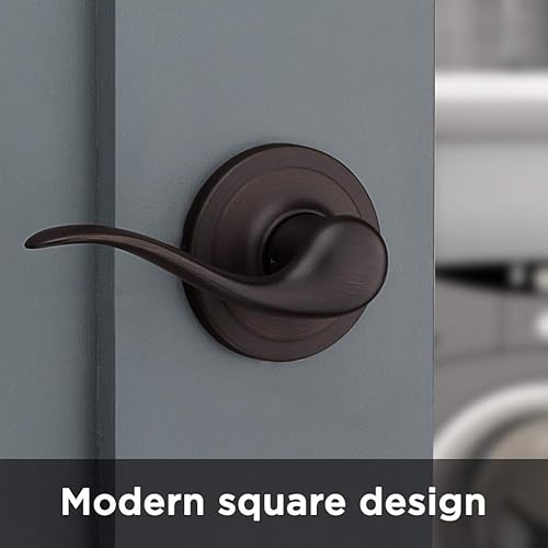 Miniatura 6 de Kwikset Tustin Manija de Puerta de Paso Interior, Palanca para Puertas de Armario y Pasillo, Palanca de Manija Reversible Sin Bloqueo, Bronce