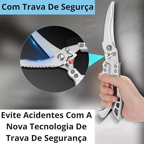 Tesoura De Cozinha Profissional Multifuncional Corta Osso De Frango Peixe