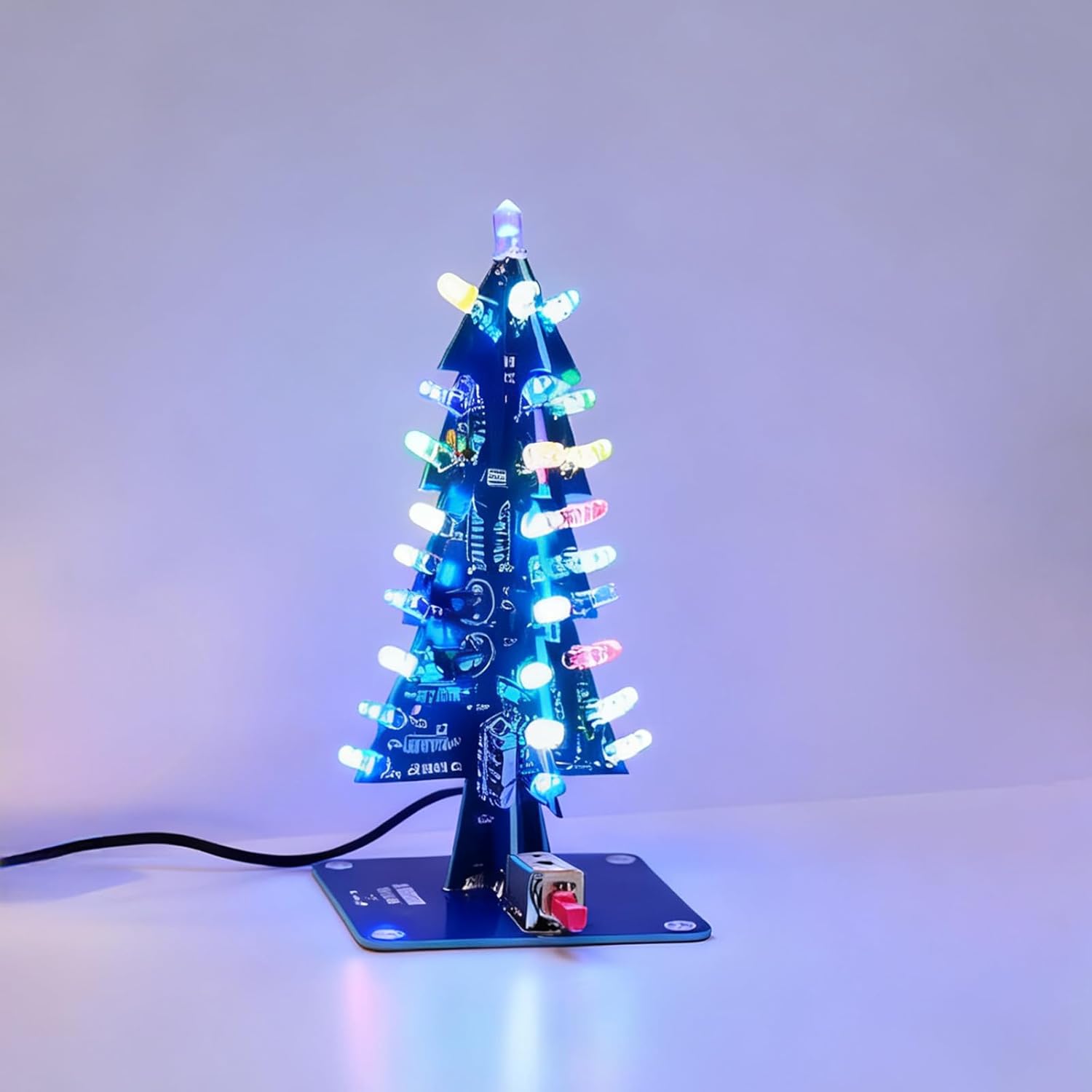 Gikfun DIY 7-Color LED 3D Christmas Tree Soldering Practice Kit - School Electronics Project, Holiday Decoration EK2178