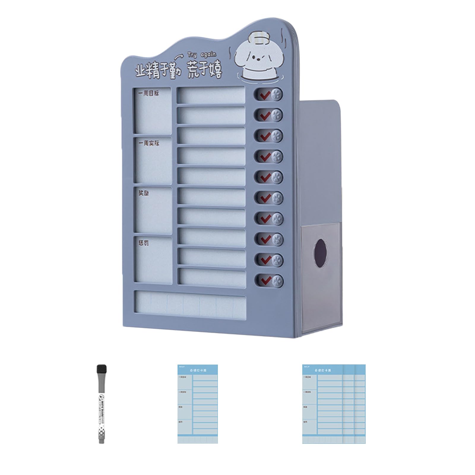 Nucelit Pen Holder Desk Organizers Self-Discipline Punching Card Holder Stationery Organizers Planner Time Management Tool Self-discipline Punching Card Desk Pencil for Student