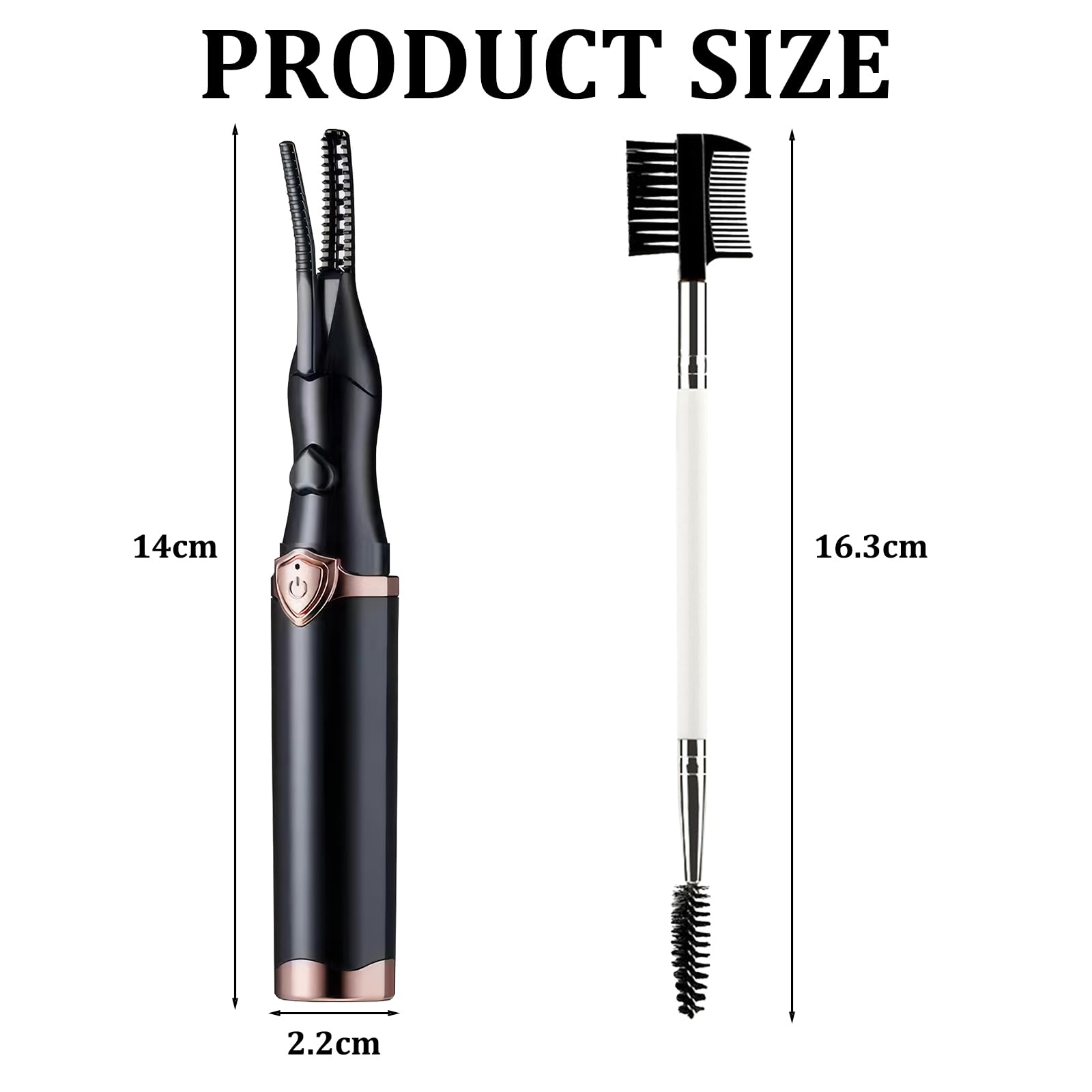 Heated Lash Curler,Portable Electric Eyelash Curler Heated Mini Heated Eyelash Curlers UK USB Direct Charging 3 Temperature Adjustments Eyelash Curler Suitable for Women with Brush(Black) - Image 2