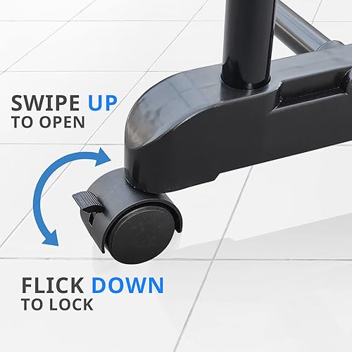 Miniatura 5 de Doppy Perchero rodante sobre ruedas, doble barra portátil para colgar ropa, organizador de ropa con ruedas con cerradura, móvil para colgar ropa